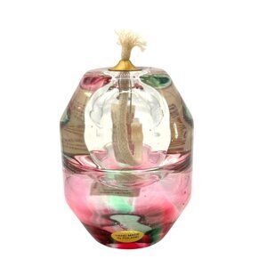 Adam Jablonski Oil Light 24% Lead Crystal Pink Blue Made in Poland Tags Signed